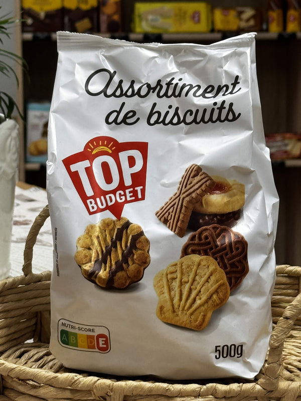 Top Budget Assortiment de biscuits – Směs máslových a čokoládových sušenek (500 g)
