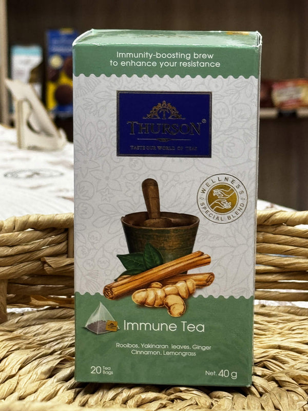 Thurson Wellness Immune Tea – Bylinný čaj na podporu imunity s zázvorem a skořicí (40 g, 20 ks)