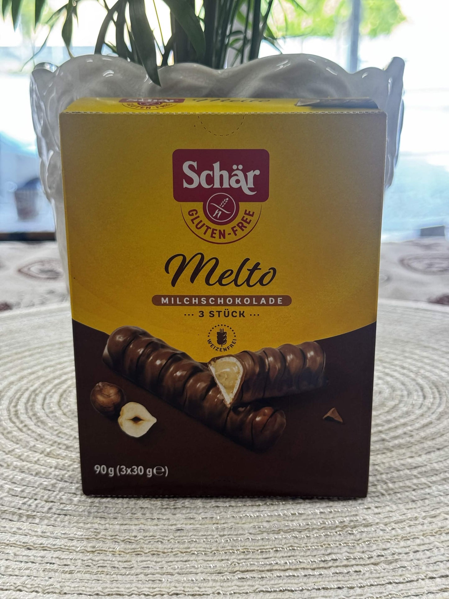 Schär Bezlepková oříšková tyčinka v mléčné čokoládě (Melto) 90 g (3x30 g)