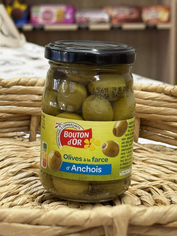 Bouton d'Or Francouzské zelené olivy plněné ančovičkovou pastou (Olives à la farce d'Anchois)