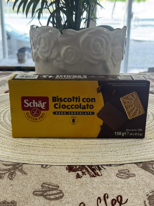 Schär Bezlepkové sušenky v tmavé čokoládě (Biscotti con Cioccolato - Dark Chocolate) 150 g (4x37,5 g)