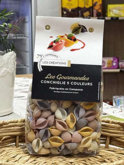 Les Créations Les Gourmandes Conchiglie 5 Couleurs – Pětibarevné italské mušličky z Kampánie (500 g)