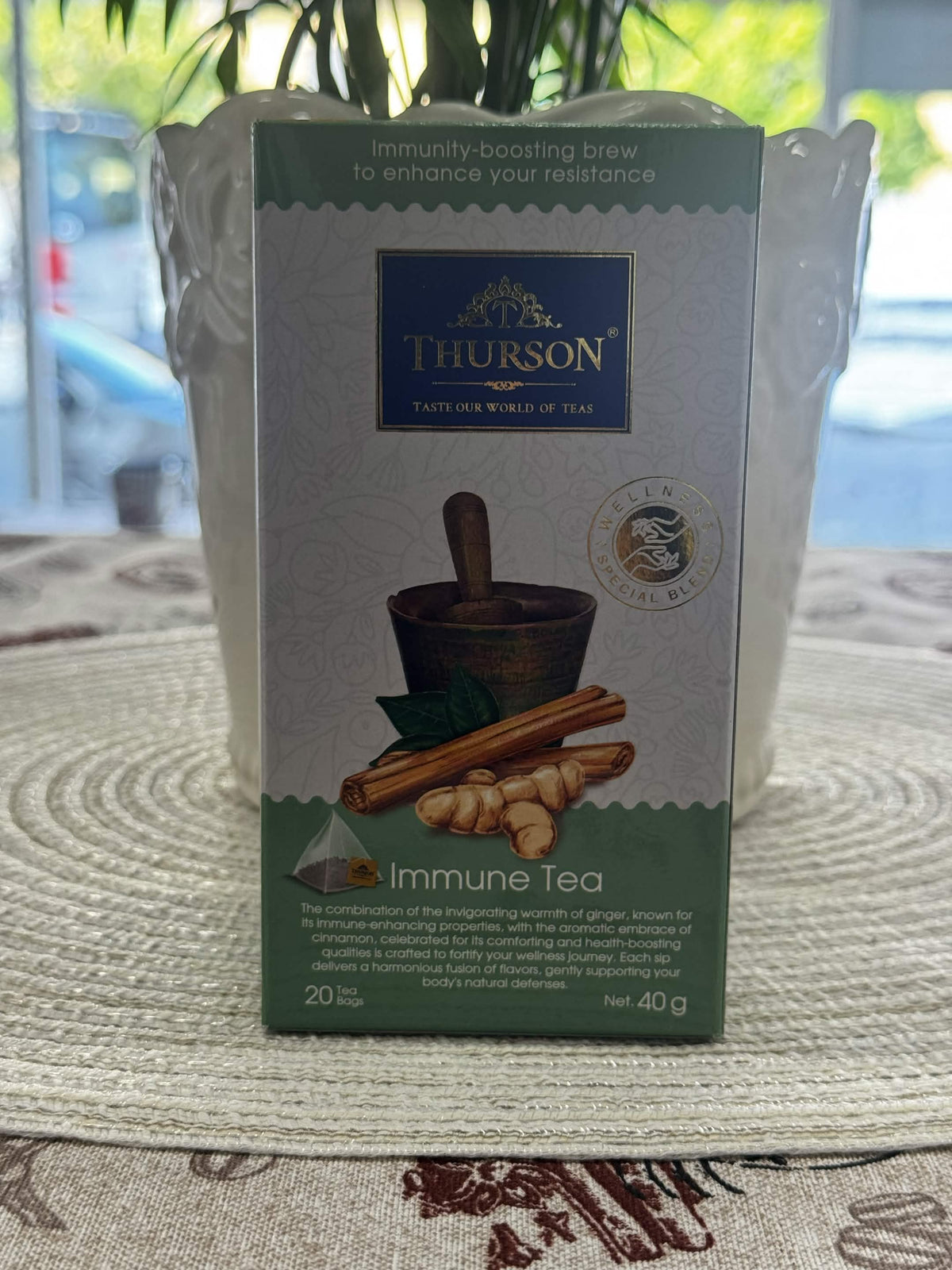 Thurson Wellness Immune Tea – Bylinný čaj na podporu imunity s zázvorem a skořicí (40 g, 20 ks)