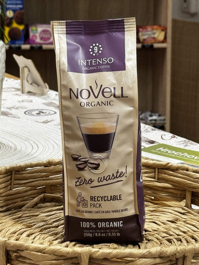 Novell Organic Intenso – Bio zrnková káva s intenzivní chutí v recyklovatelném obalu (250 g)