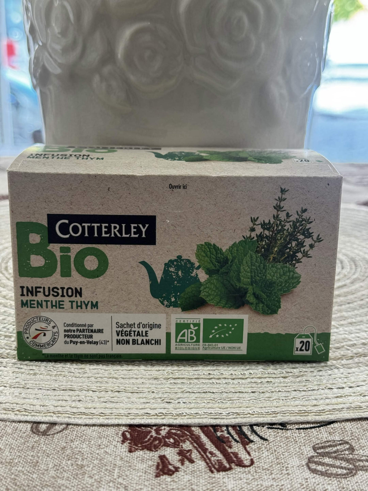 Cotterley Bio Infusion Menthe Thym – BIO Bylinný čaj máta a tymián (20 ks)