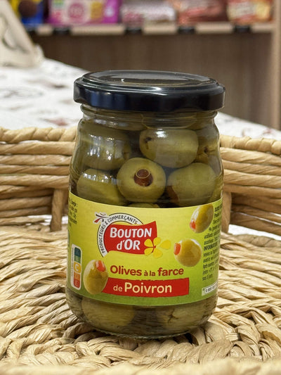 Bouton d'Or Francouzské zelené olivy plněné paprikovou pastou (Olives à la farce de Poivron)