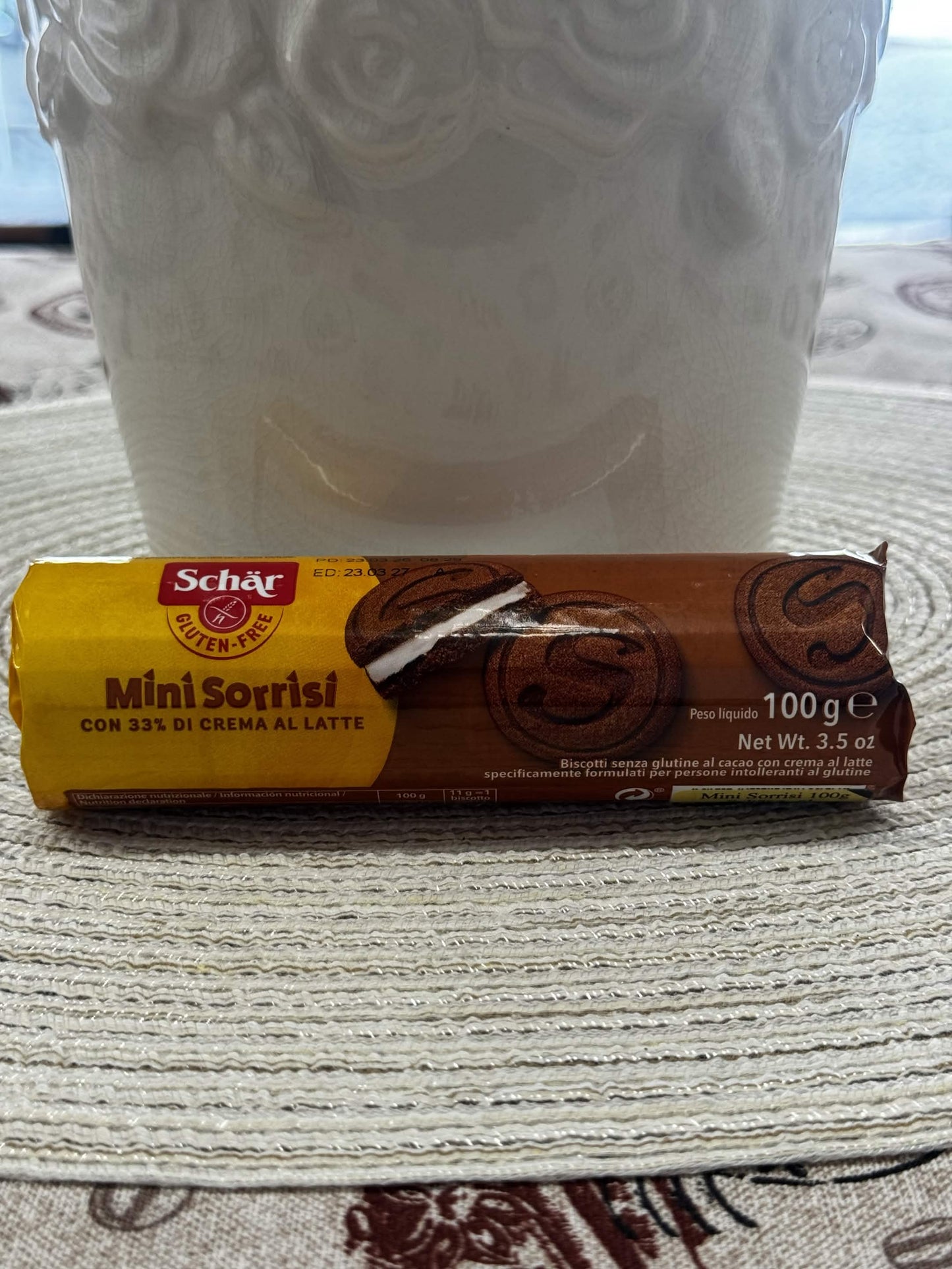 Schär Bezlepkové plněné kakaové sušenky s mléčným krémem (Mini Sorrisi) 100 g